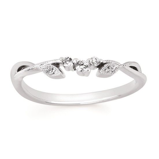 14k WG 0.08ctw Diamond Wedding Band