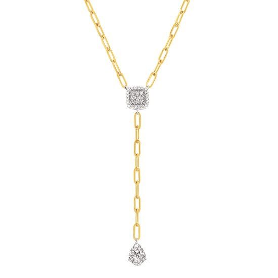 14k YG 1/3ctw Diamond Paperclip Necklace