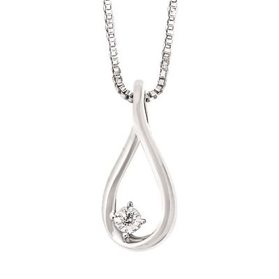 SS 0.01ctw Diamond Teardrop Necklace