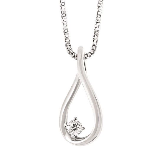 SS 0.01ctw Diamond Teardrop Necklace