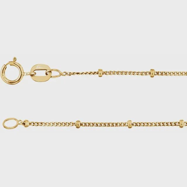 14k Gold Filled 1mm Beaded Curb Chain 18"
