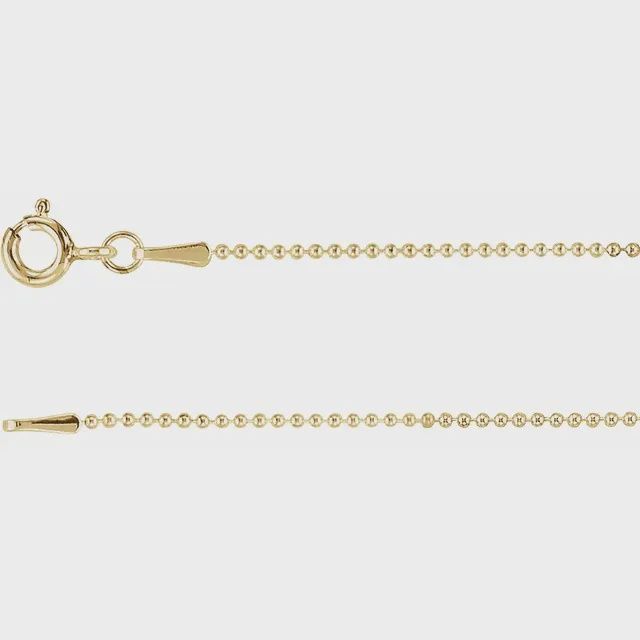 14k Gold Filled 1mm Hollow Bead Chain 18"