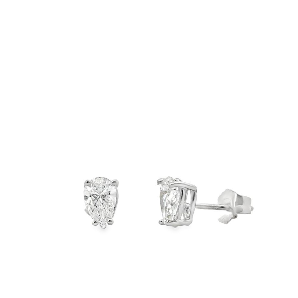 14k WG 0.86ctw Pear Lab Grown Diamond Stud