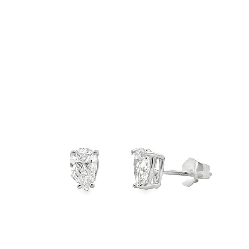 14k WG 0.86ctw Pear Lab Grown Diamond Stud