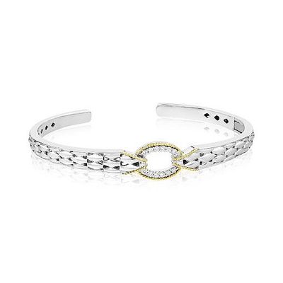 SS & 14k YG 0.19ctw Diamond Hinge Bracelet