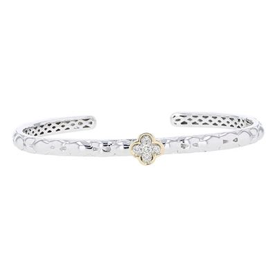 SS & 14k YG 0.25ctw Diamond Hinged Bracelet