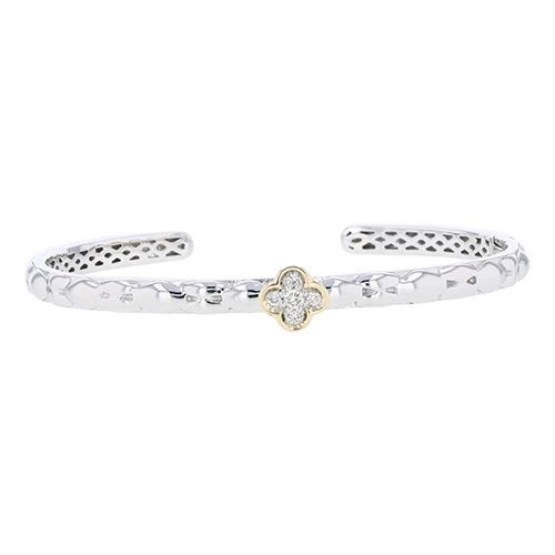 SS & 14k YG 0.25ctw Diamond Hinged Bracelet