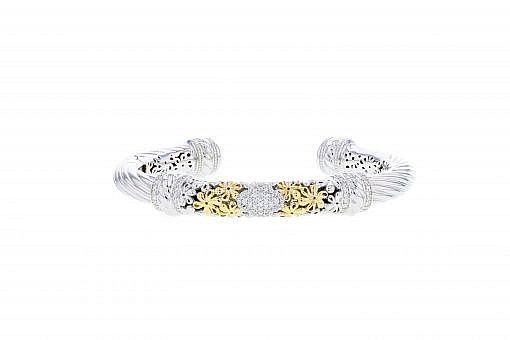 SS & 14k YG 0.45ctw Diamond Hinged Bracelet SS & 14k YG 0.45ctw Diamond Hinged Bracelet