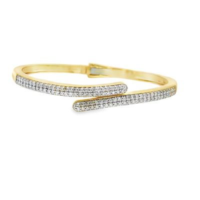 14k YG 1.25ctw Diamond Hinged Bangle