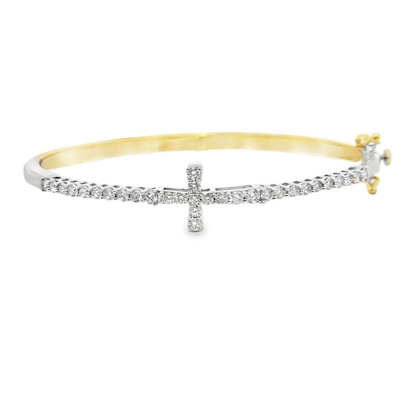 14k YWG 1.00ctw Diamond Hinged Bangle