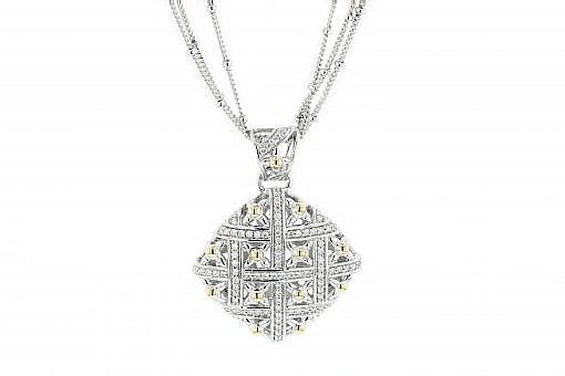 SS & 14k YG 0.87ctw Multi-Strand Necklace