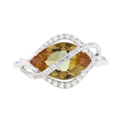 SS Lusterine & Lab White Sapphire - Marquise Cut Center