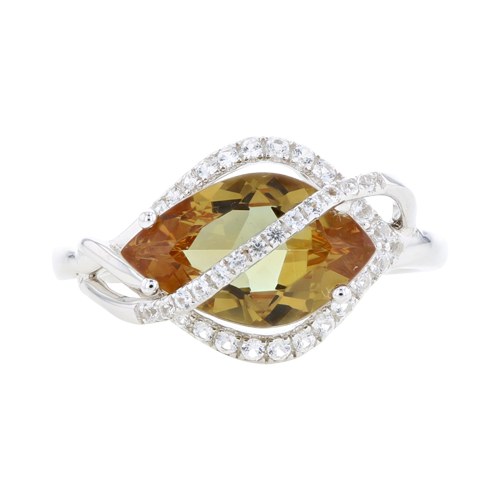 SS Lusterine & Lab White Sapphire - Marquise Cut Center