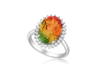 SS Lusterine & Lab White Sapphire Ring - Oval Center