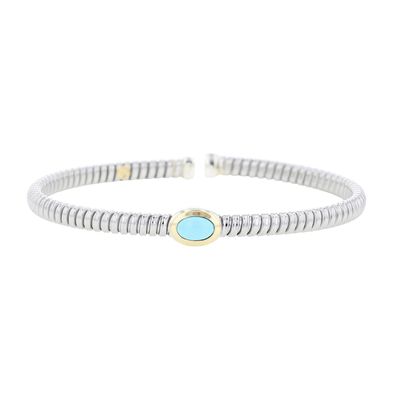 SS, Stainless & 18k YG Turquoise Bracelet