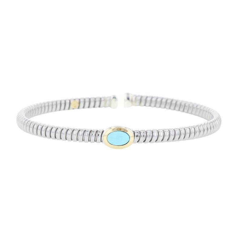 SS, Stainless & 18k YG Turquoise Bracelet
