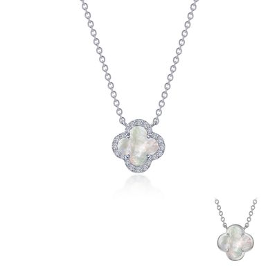 SS 0.49ctw Simulated MOP & Simulated Diamond Necklace
