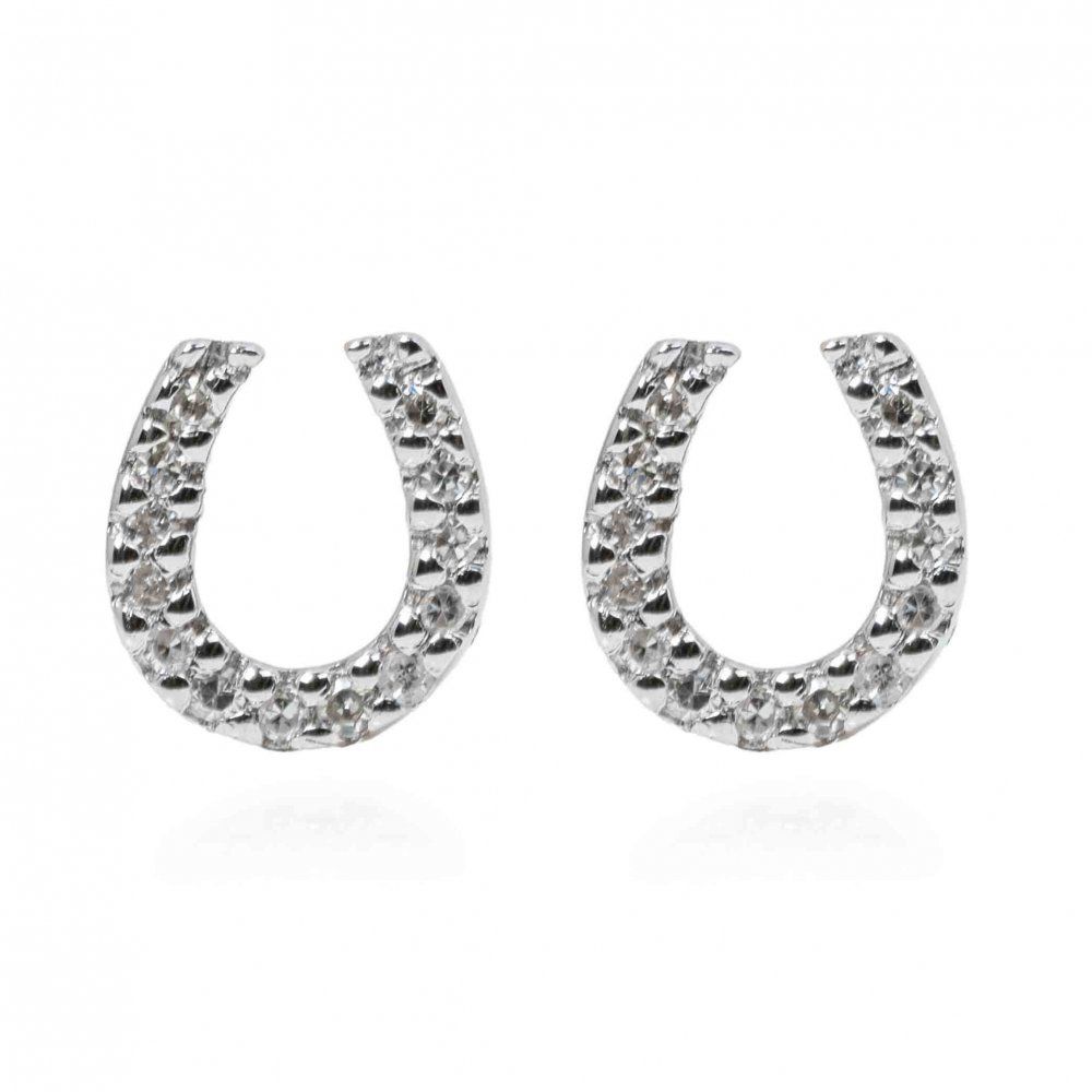 14k YG 0.08ctw Diamond Horseshoe Earrings