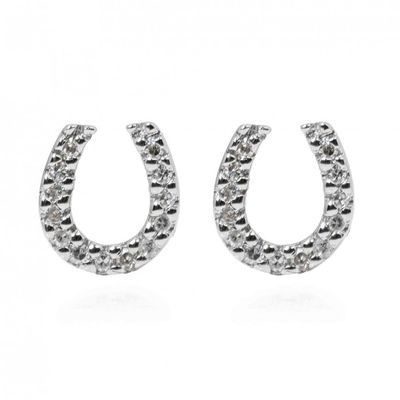 14k YG 0.08ctw Diamond Horseshoe Earrings