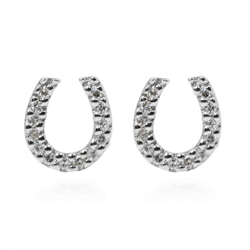 14k YG 0.08ctw Diamond Horseshoe Earrings