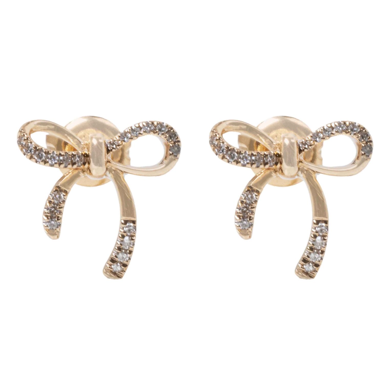 14k YG 0.11ctw Diamond Bow Shaped Earrings