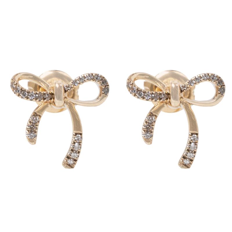 14k YG 0.11ctw Diamond Bow Shaped Earrings
