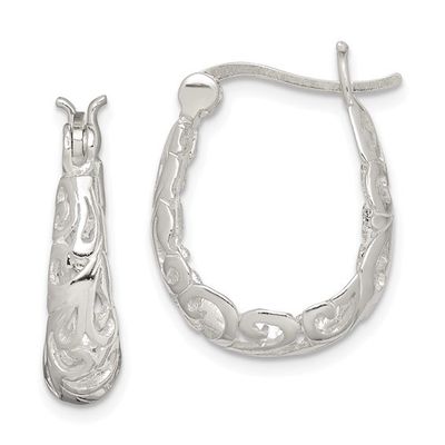 SS Filigree Oval Hoop Earrings