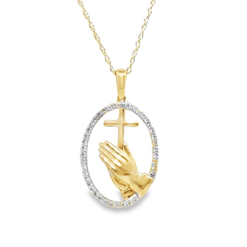 10k YG 0.15ctw Faith Necklace 18"