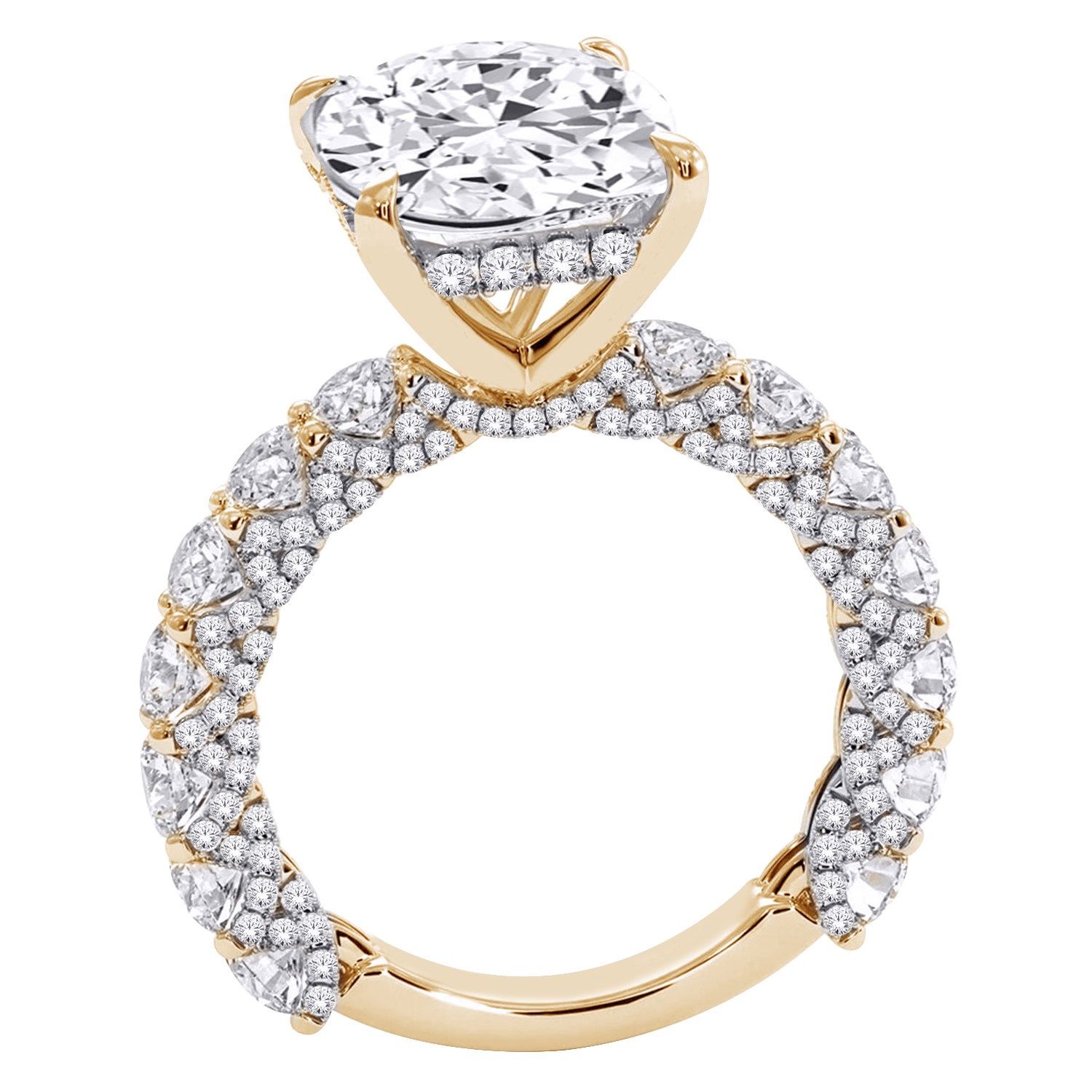 14k YG 3.30ctw Lab Diamond Pear Cut Engagement Ring