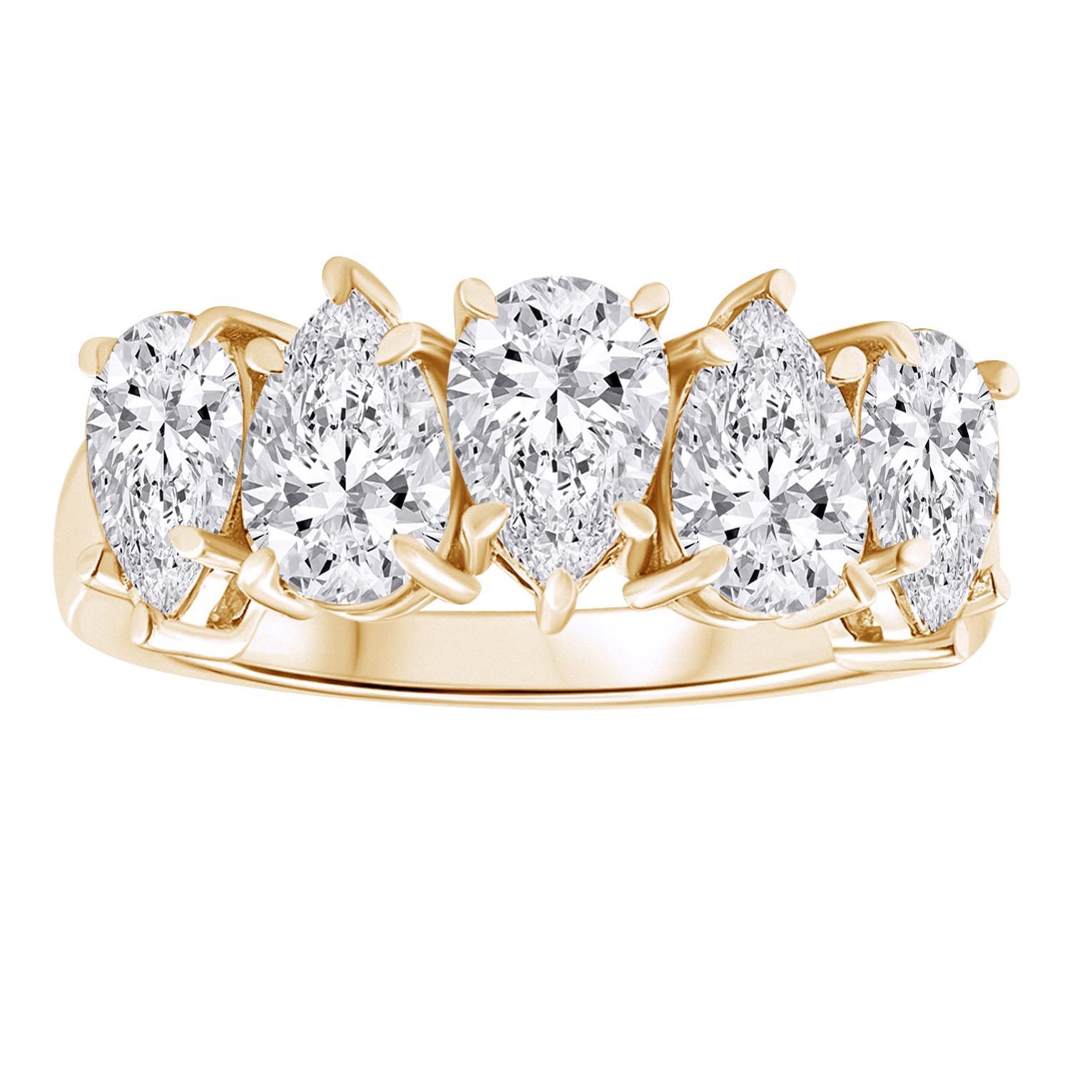 10k YG 2.00ctw Lab Diamond Pear 5-Stone Ring