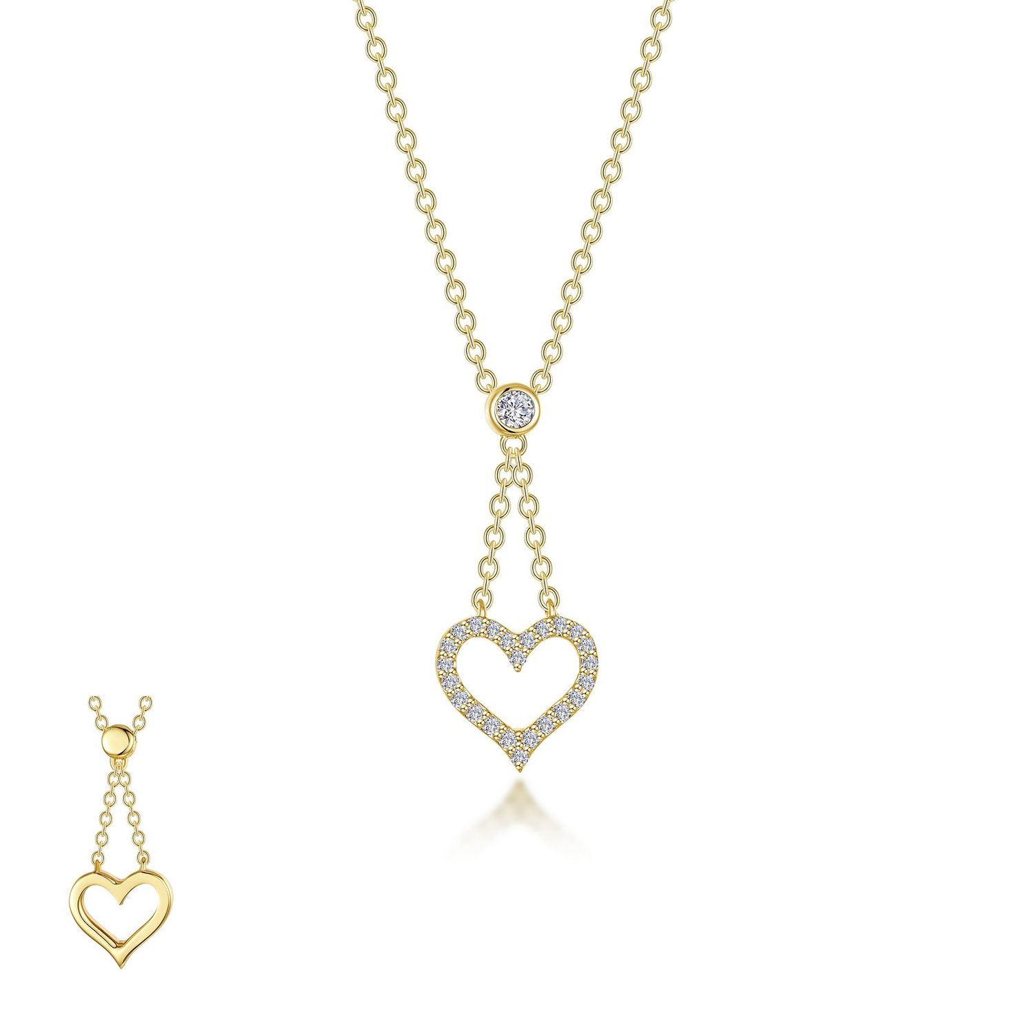 SS Reversible Cut-out Heart Necklace 20"
