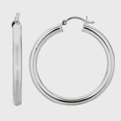 Silver 4x35mm Hoop Earrings