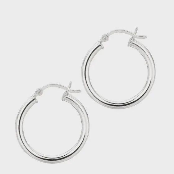 Silver 3x20mm Hoop Earrings