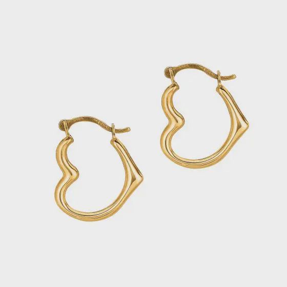 10k YG Heart Hoop Earrings