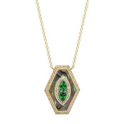 14k YG 0.35ctw Tsavorite & 0.25ctw Diamond Necklace 18"