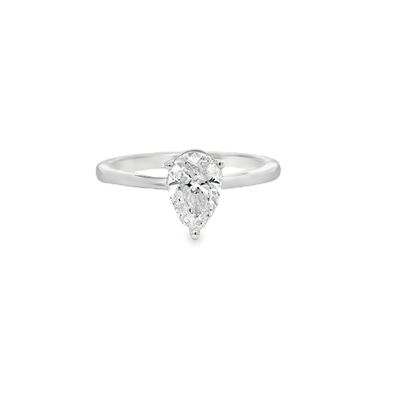 14k WG 1.00ct Lab Diamond Pear Cut Solitaire Ring