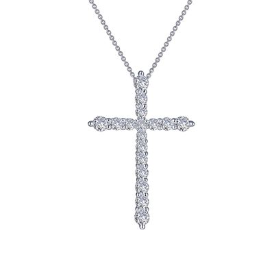 SS 1.06ctw Simulated Diamond Cross Necklace