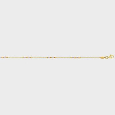 14k Tri-color Gold Bead Station anklet 10"