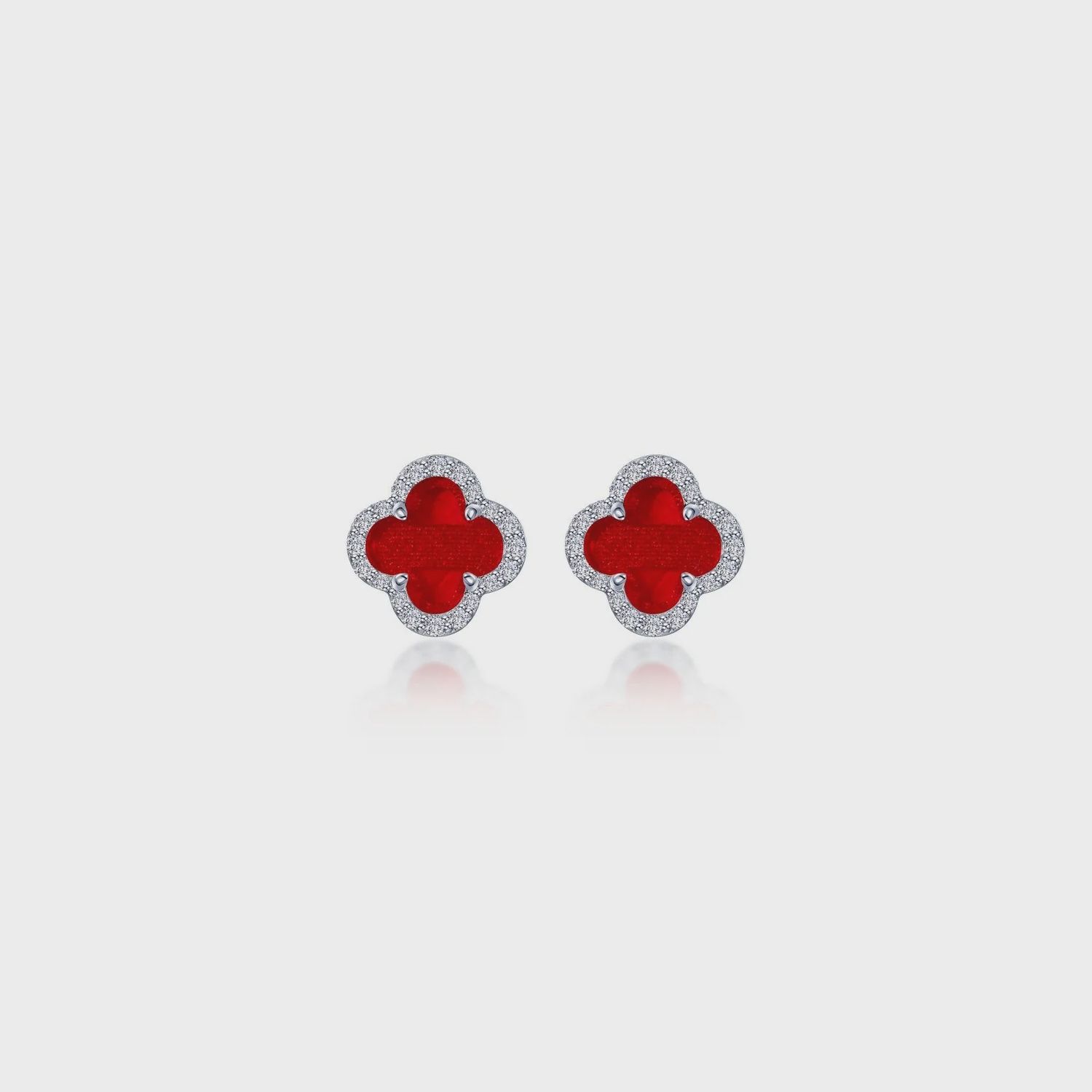 SS 0.40ctw Sim Diamond & Red Agate Earrings