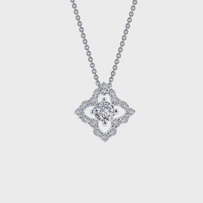 SS 0.49ctw Sim Diamond Flower Necklace