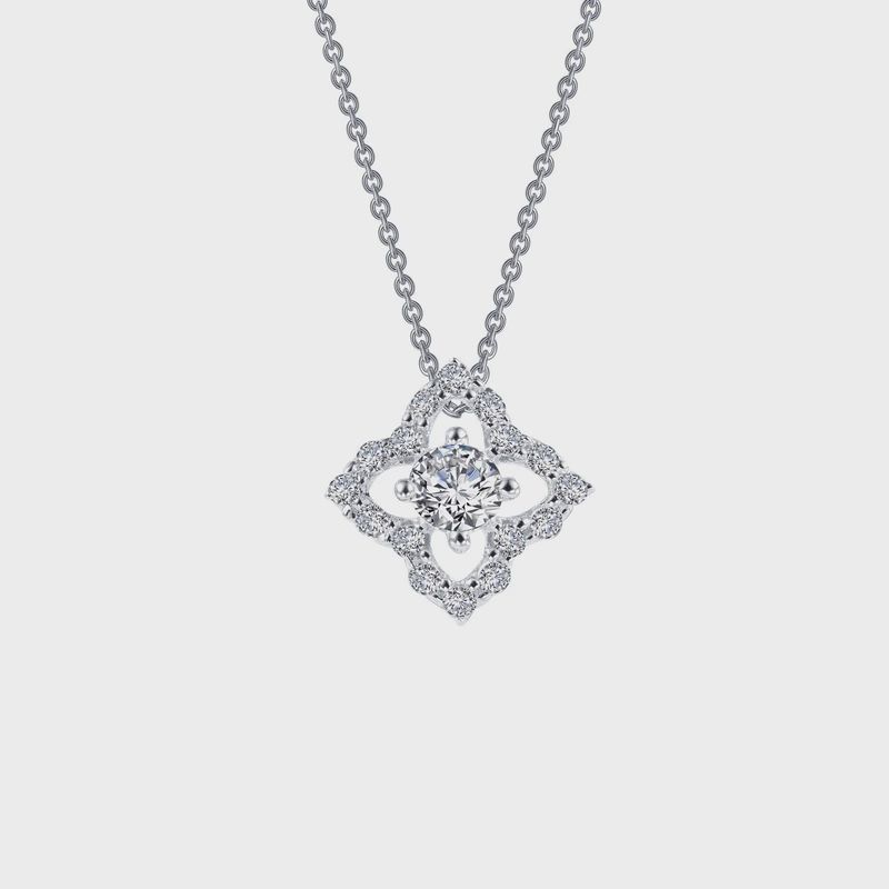 SS 0.49ctw Sim Diamond Flower Necklace