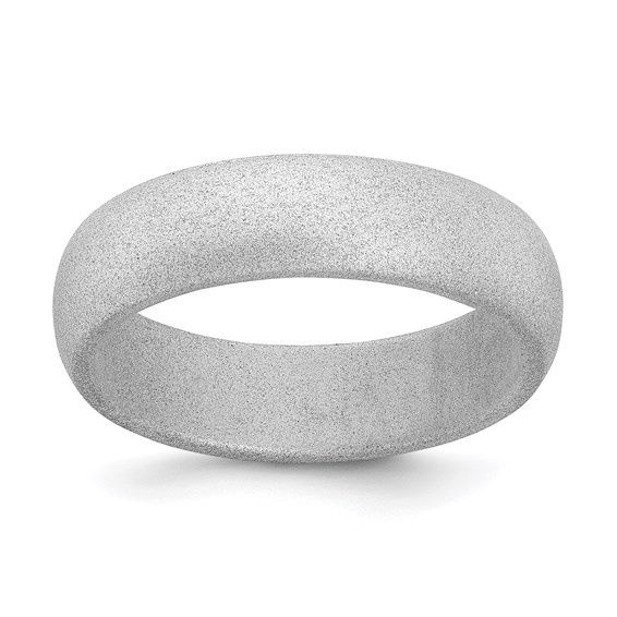 Silicone Metalic Silver 5.7mm Band, Ring Size: Size 5