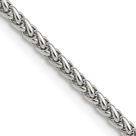 Stainless Steel 3mm Wheat Chain 24"
