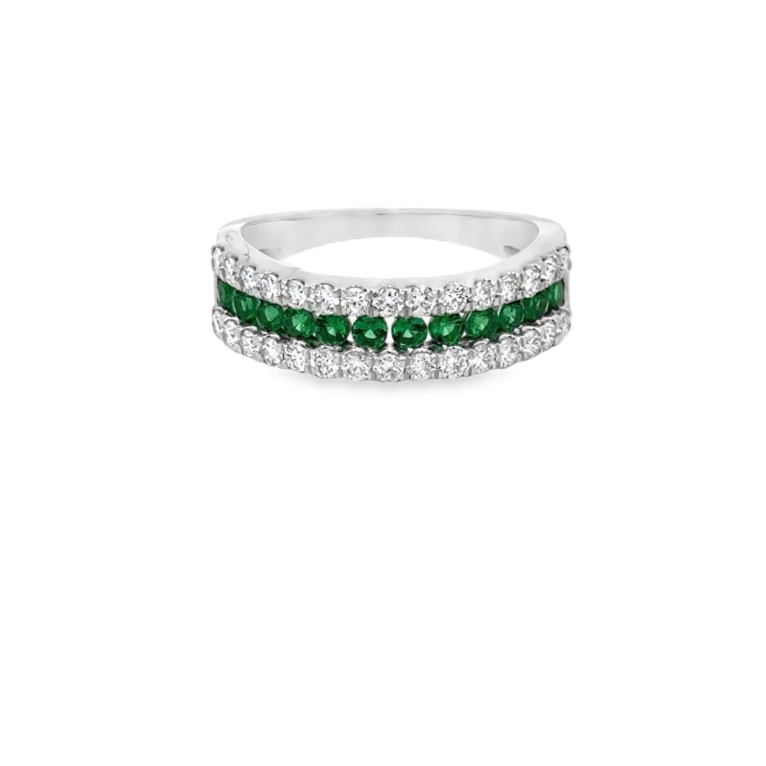 10k WG 1.00ctw Lab-Grown Emerald & Diamond Ring
