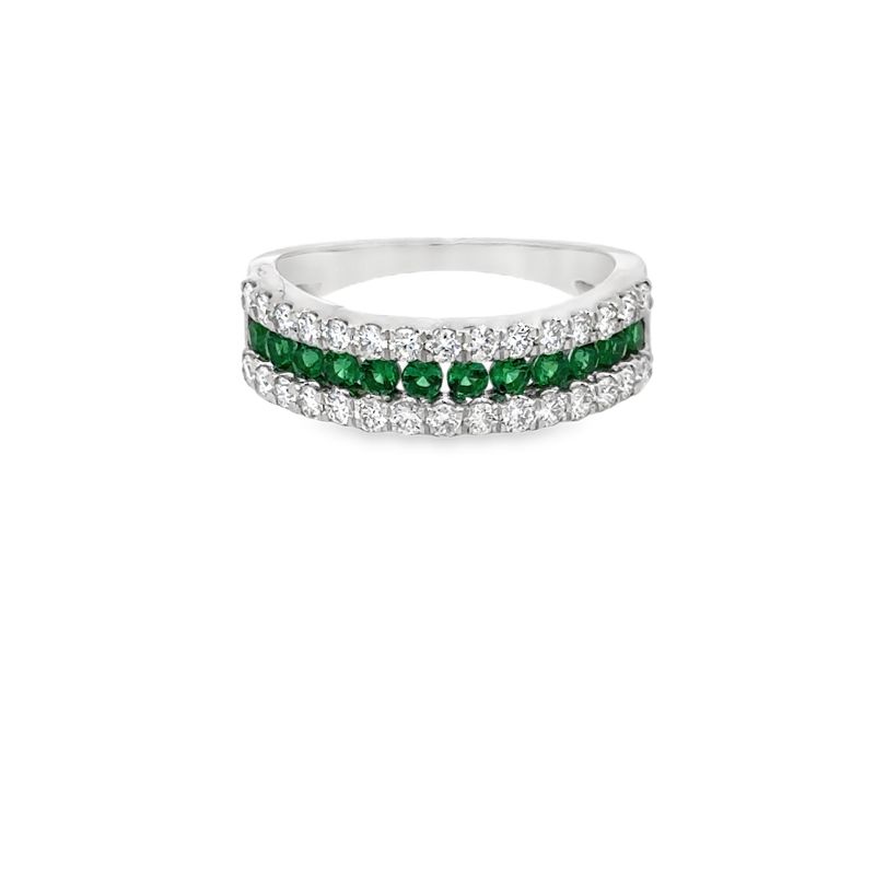 10k WG 1.00ctw Lab-Grown Emerald & Diamond Ring