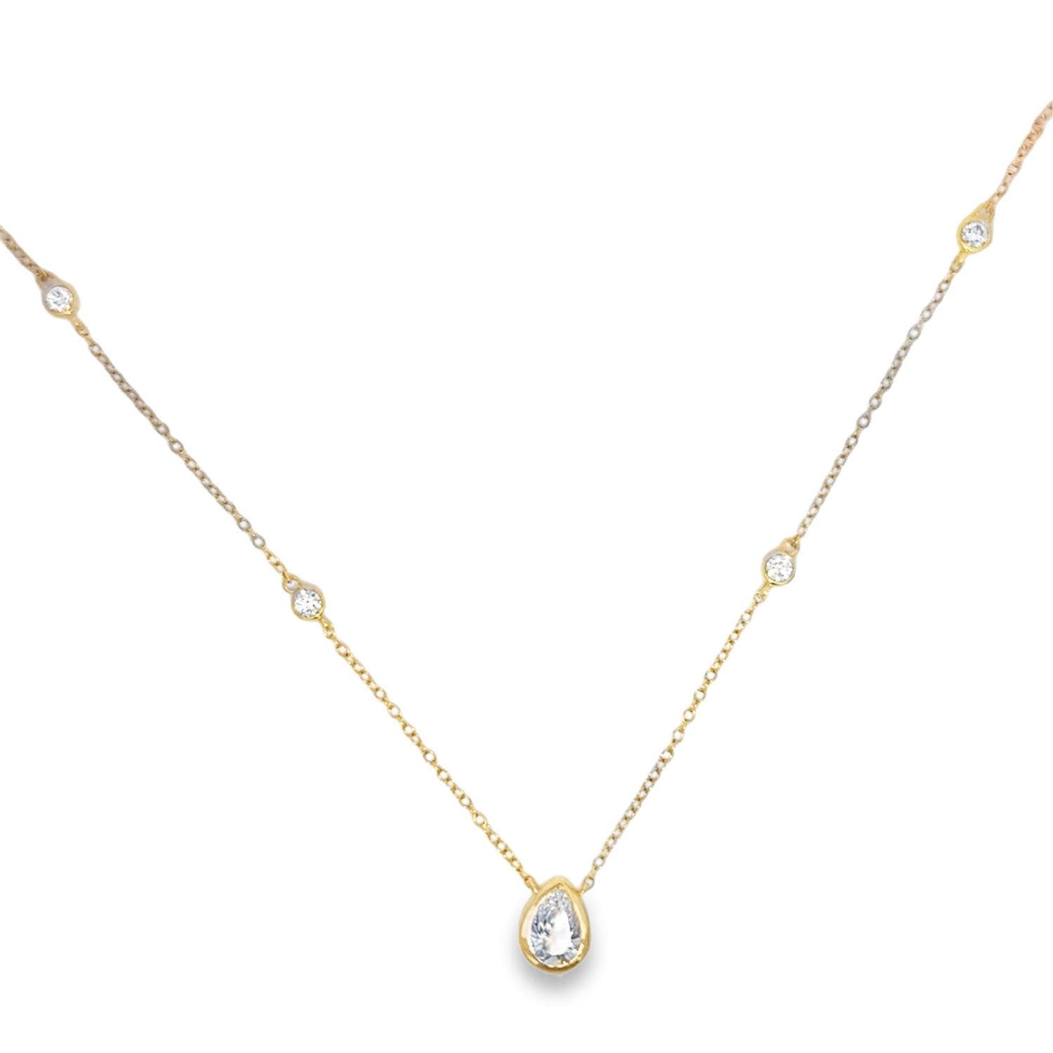 10k YG 1.00ctw Lab Diamond Station Necklace