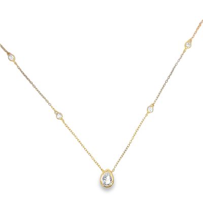 10k YG 1.00ctw Lab Diamond Station Necklace