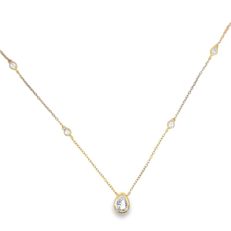 10k YG 1.00ctw Lab Diamond Station Necklace
