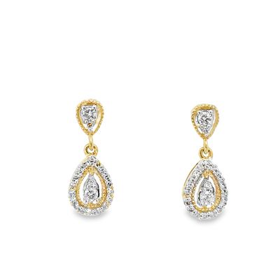 14k YG 0.33ctw Diamond Teardrop Earrings