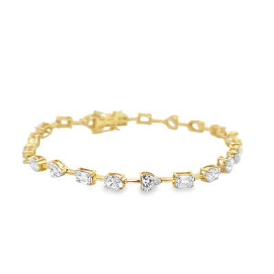 14K YG 7.00ctw Lab Grown Diamond Station Bracelet